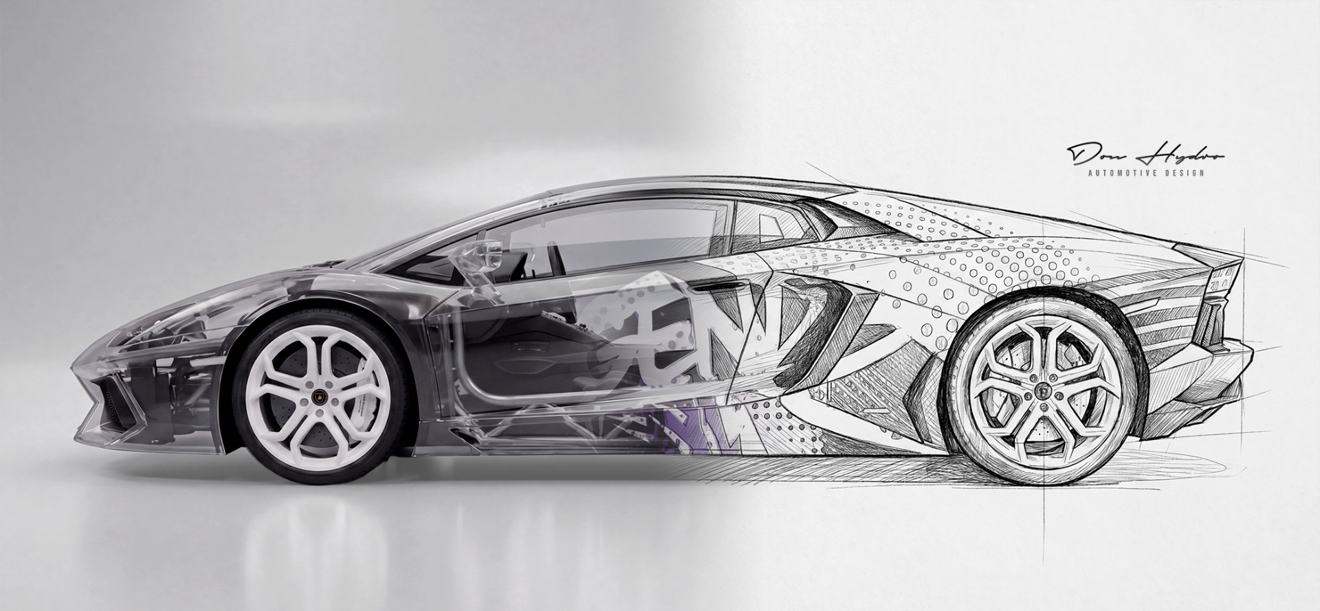 Boceto del Lamborghini Aventador — concepto inicial Don Hydro